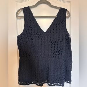 Ann Taylor eyelet peplum tank top with side zip